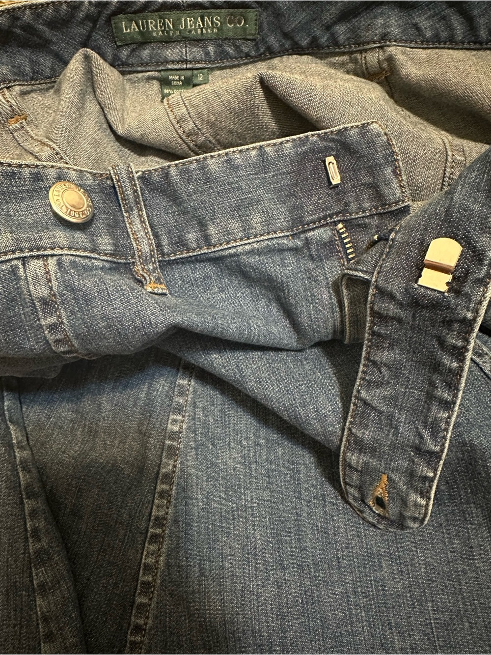 Ralph Lauren Blue Y2K Denim A-Line Panel Skirt Size 12 - Picture 4 of 6